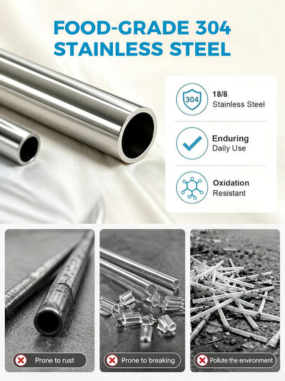 Metal Straws, Stainless Steel Reusable Straws Set (2 Straight|2 Bent)