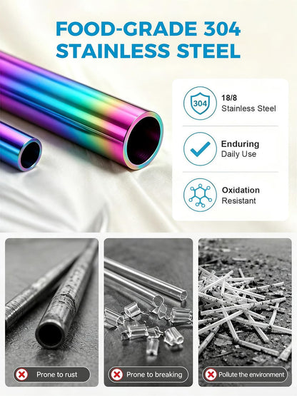 Metal Straws, Stainless Steel Reusable Straws Set (2 Straight|2 Bent)