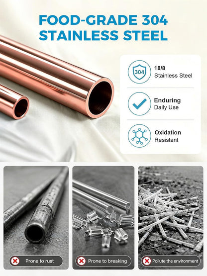 Metal Straws, Stainless Steel Reusable Straws Set (2 Straight|2 Bent)