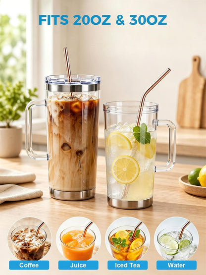 Metal Straws, Stainless Steel Reusable Straws Set (2 Straight|2 Bent)