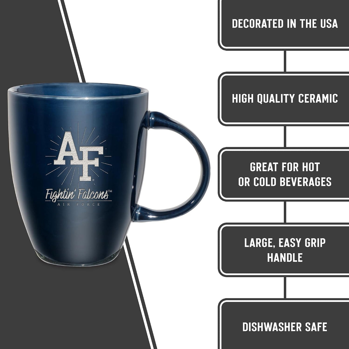 NCAA 18oz Laser Engraved Ceramic Lustre Mug - Coffee-Tea - Colors A