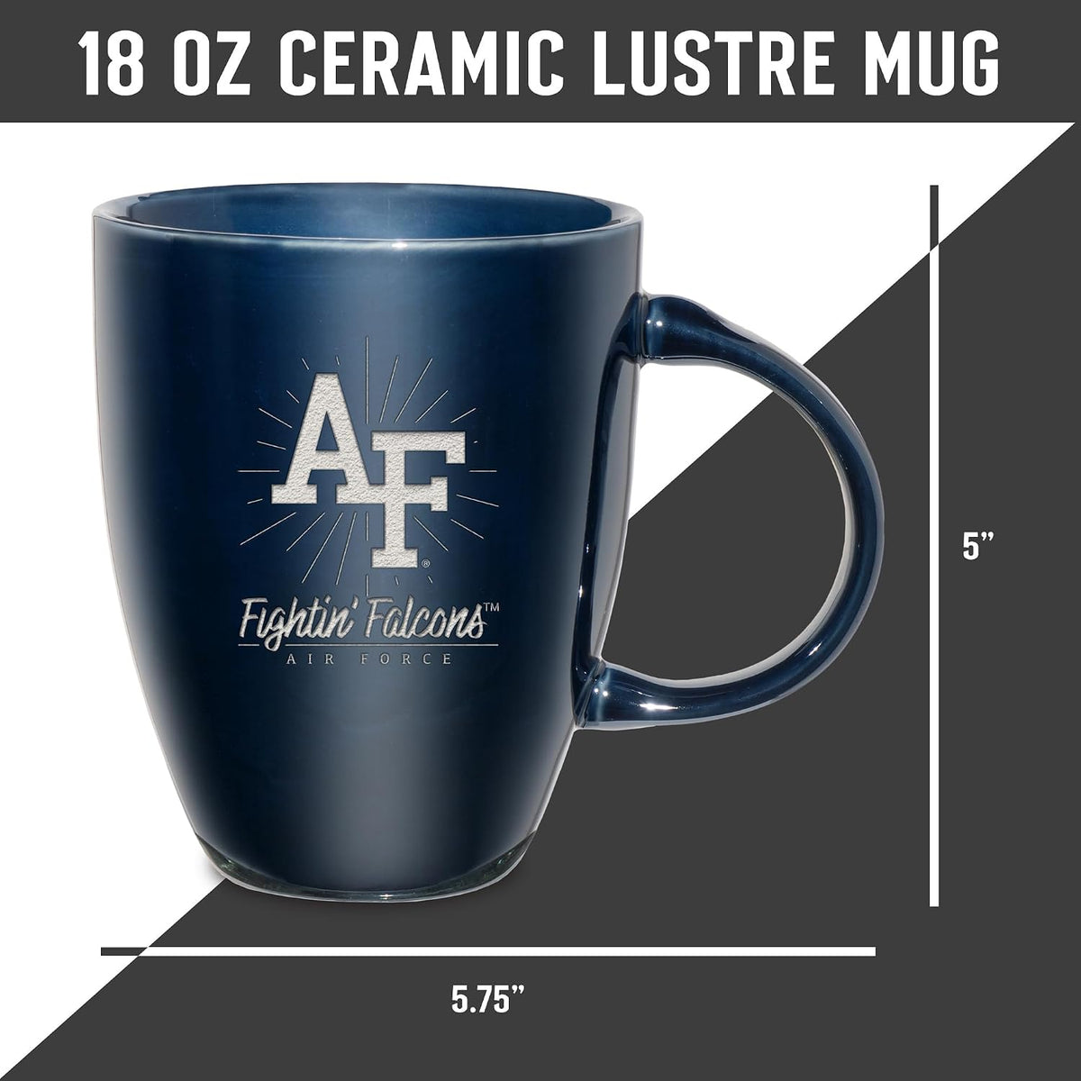 NCAA 18oz Laser Engraved Ceramic Lustre Mug - Coffee-Tea - Colors A