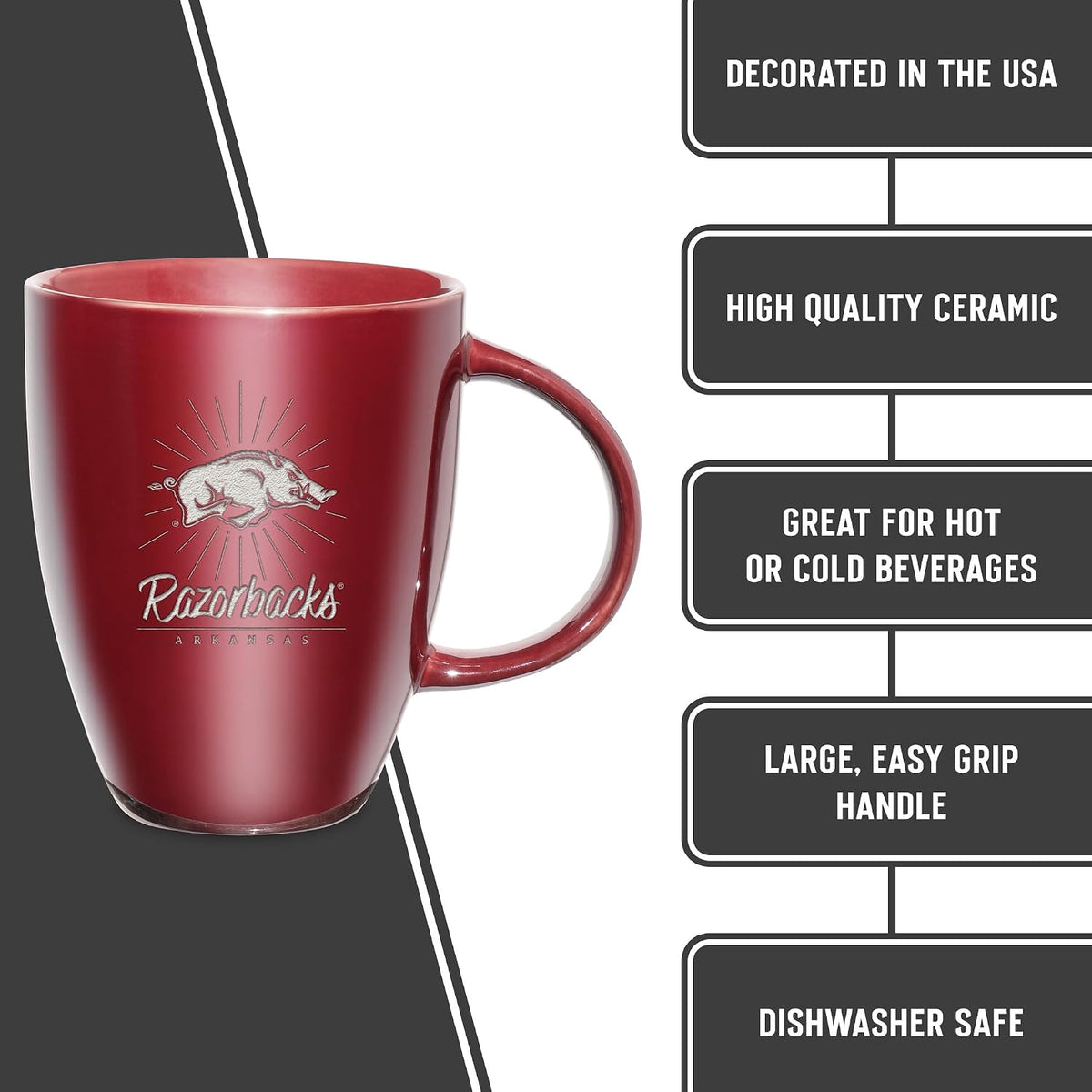 NCAA 18oz Laser Engraved Ceramic Lustre Mug - Coffee-Tea - Colors A