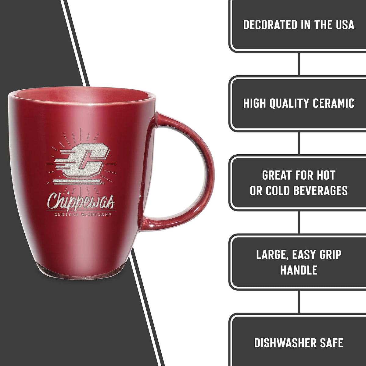 NCAA 18oz Laser Engraved Ceramic Lustre Mug - Coffee-Tea - Colors A