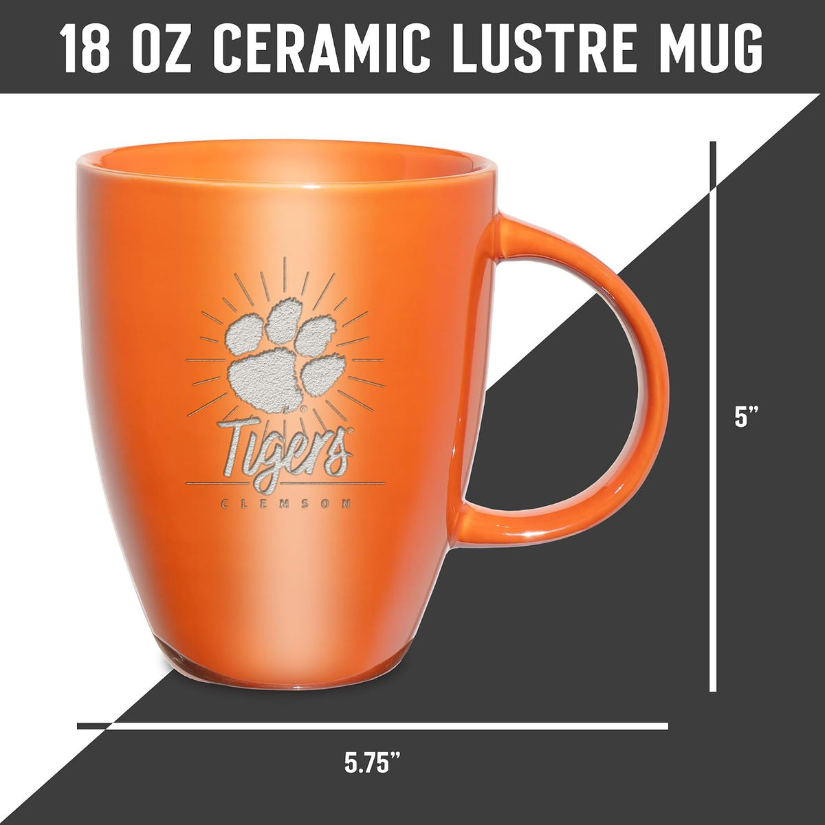 NCAA 18oz Laser Engraved Ceramic Lustre Mug - Coffee-Tea - Colors A