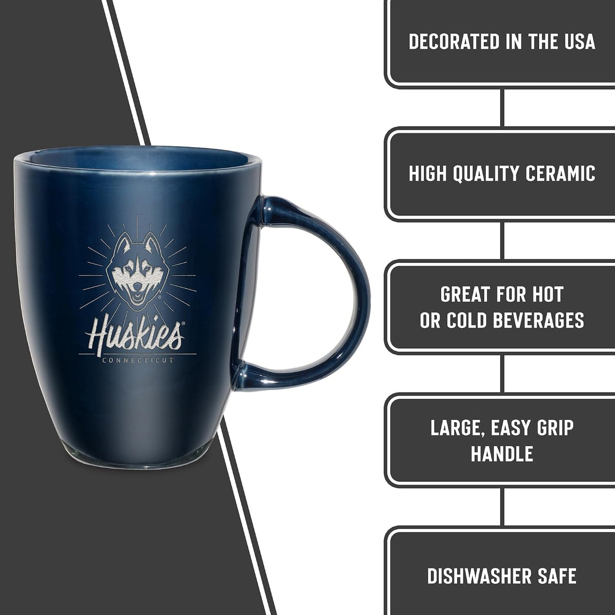 NCAA 18oz Laser Engraved Ceramic Lustre Mug - Coffee-Tea - Colors A