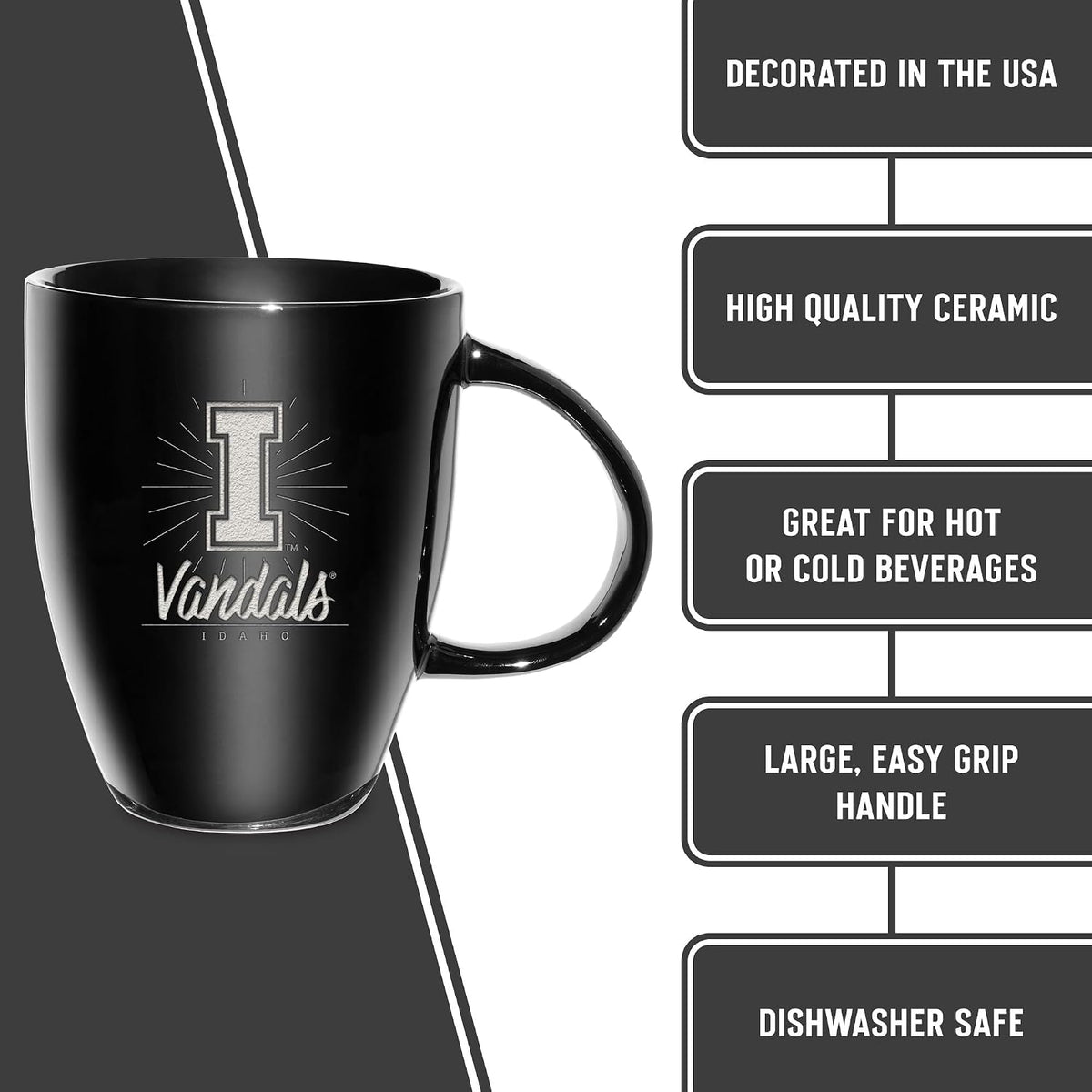 NCAA 18oz Laser Engraved Ceramic Lustre Mug - Coffee-Tea - Colors A