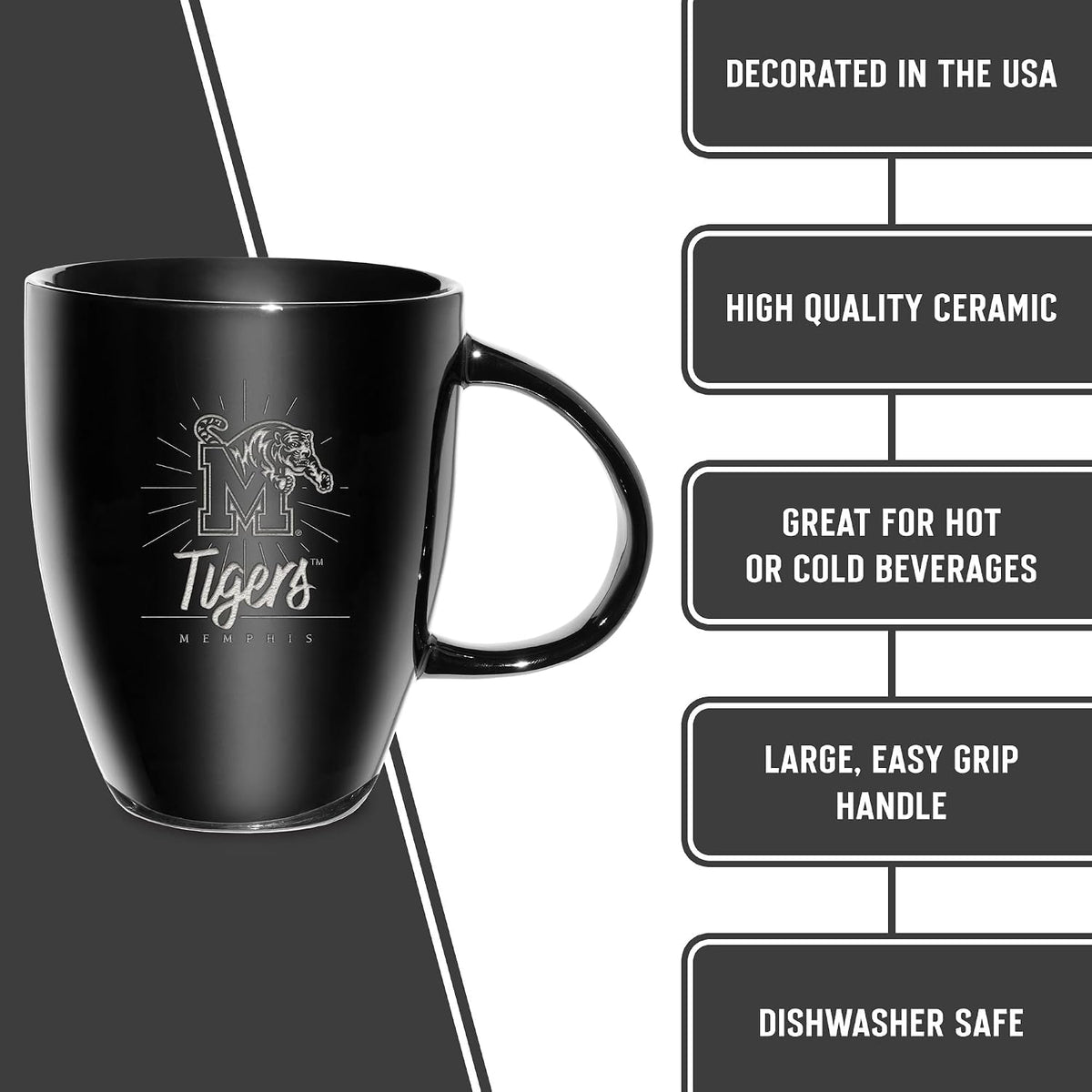 NCAA 18oz Laser Engraved Ceramic Lustre Mug - Coffee-Tea - Colors A