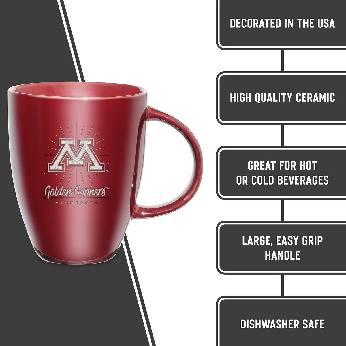 NCAA 18oz Laser Engraved Ceramic Lustre Mug - Coffee-Tea - Colors A