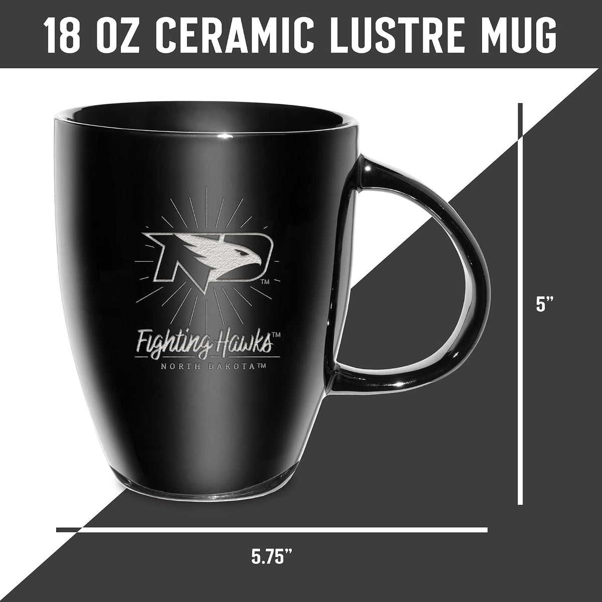NCAA 18oz Laser Engraved Ceramic Lustre Mug - Coffee-Tea - Colors A