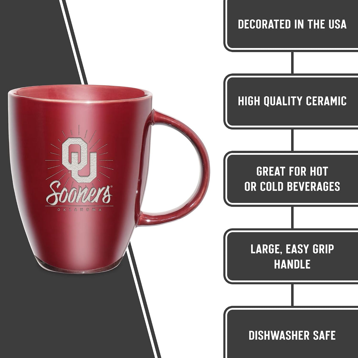 NCAA 18oz Laser Engraved Ceramic Lustre Mug - Coffee-Tea - Colors A