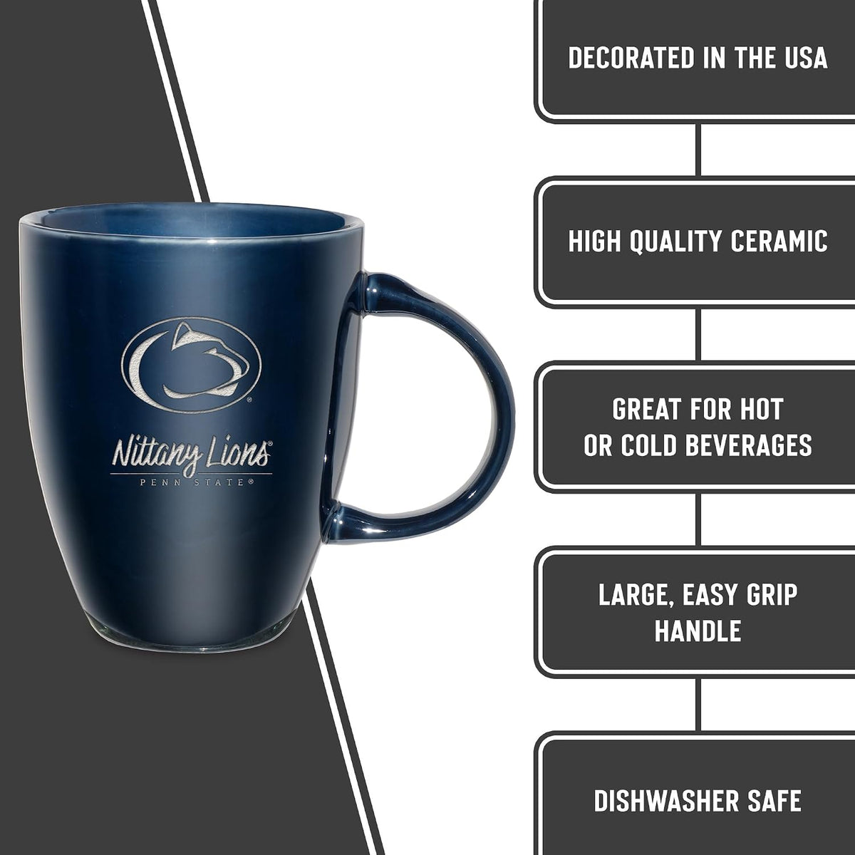NCAA 18oz Laser Engraved Ceramic Lustre Mug - Coffee-Tea - Colors A