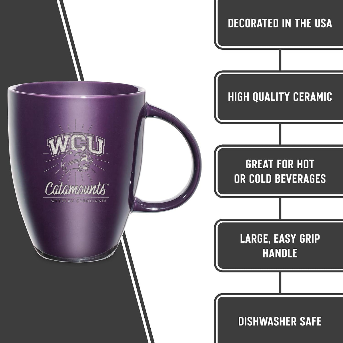 NCAA 18oz Laser Engraved Ceramic Lustre Mug - Coffee-Tea - Colors A