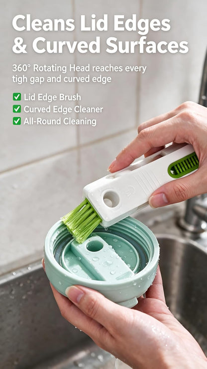 4‑in‑1 Cup Lid Cleaning Brush, Gap & Seal Ring Scrubber.