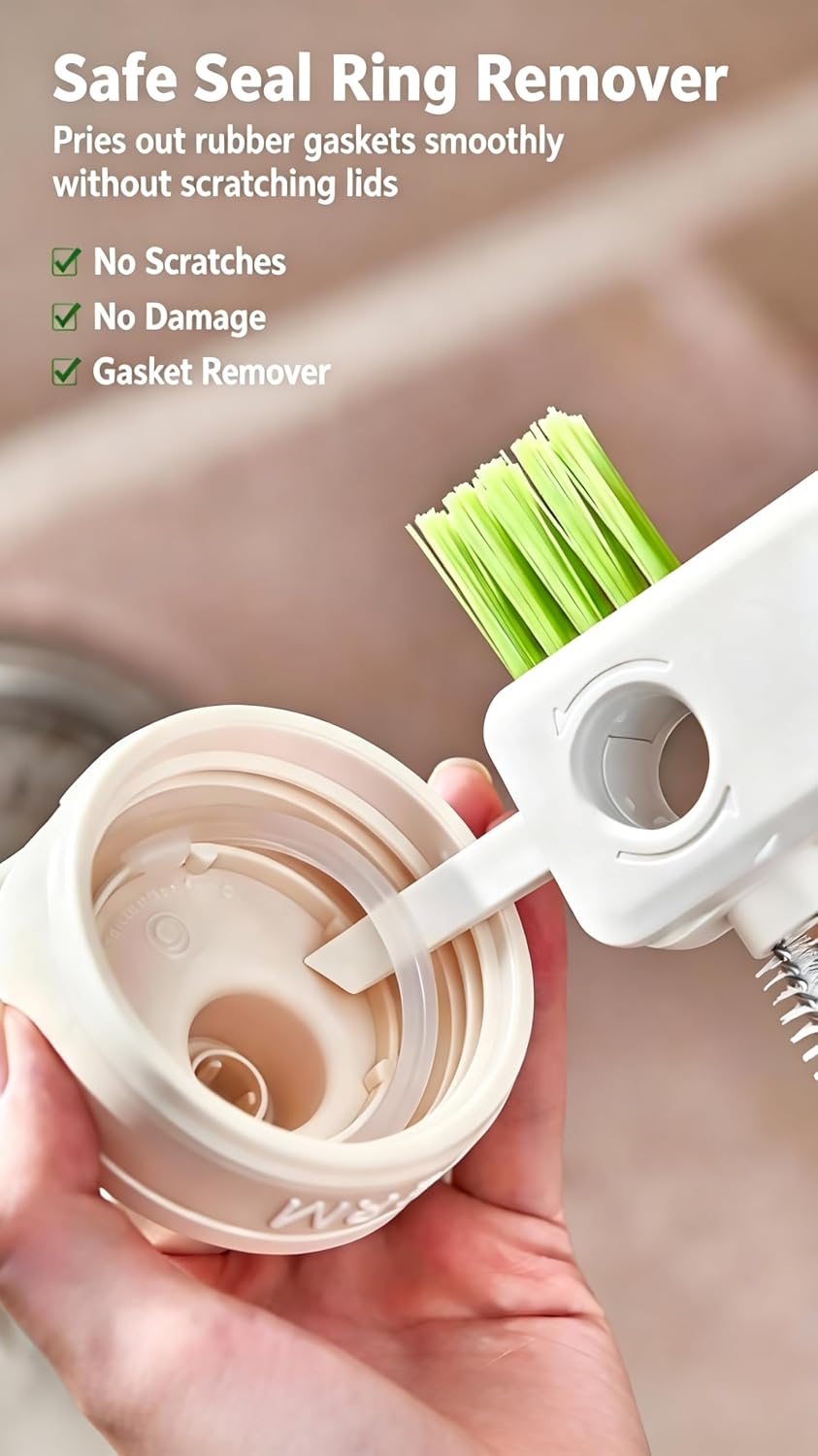 4‑in‑1 Cup Lid Cleaning Brush, Gap & Seal Ring Scrubber.
