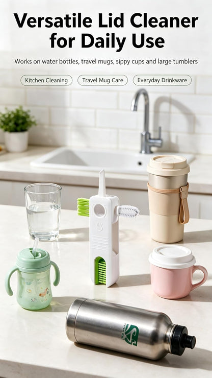 4‑in‑1 Cup Lid Cleaning Brush, Gap & Seal Ring Scrubber.