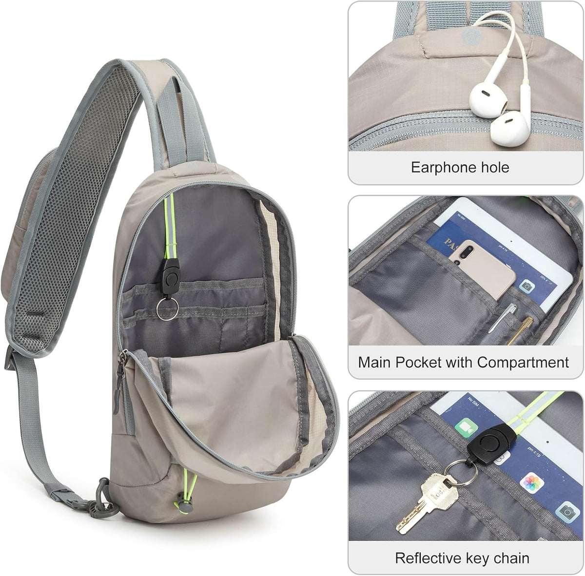 Sling Bag RFID Blocking Lightweight Crossbody Backpack Chest Shoulder Bag for Travel Sports Running