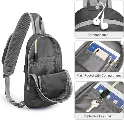 Sling Bag RFID Blocking Lightweight Crossbody Backpack Chest Shoulder Bag for Travel Sports Running