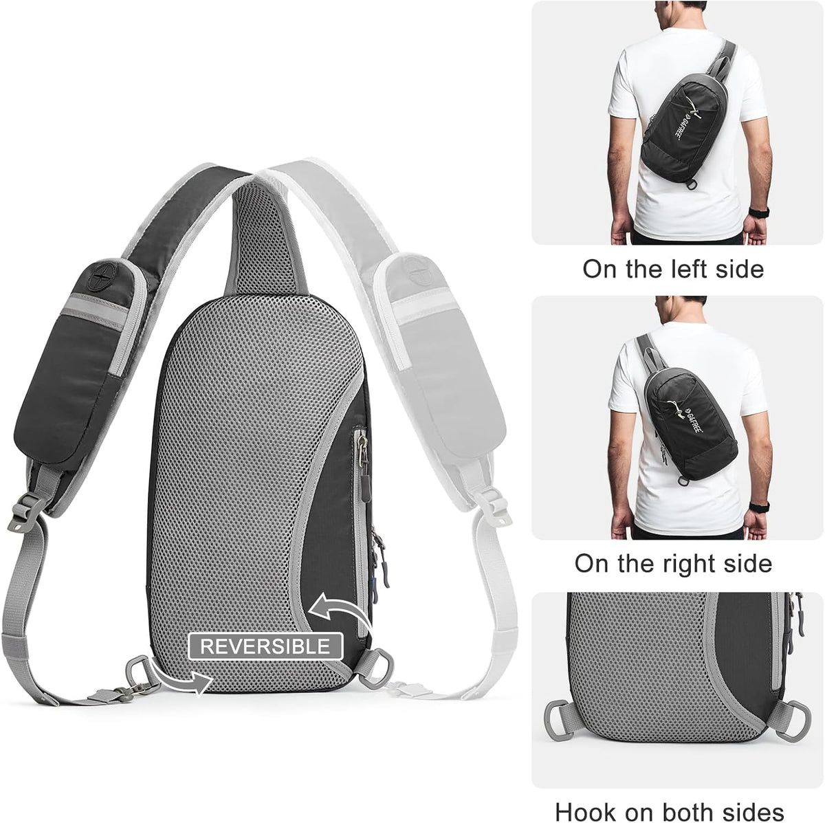 Sling Bag RFID Blocking Lightweight Crossbody Backpack Chest Shoulder Bag for Travel Sports Running