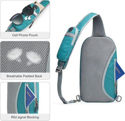 Sling Bag RFID Blocking Lightweight Crossbody Backpack Chest Shoulder Bag for Travel Sports Running