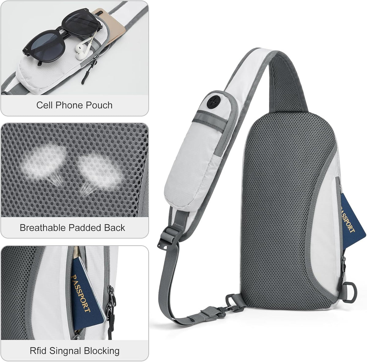 Sling Bag RFID Blocking Lightweight Crossbody Backpack Chest Shoulder Bag for Travel Sports Running