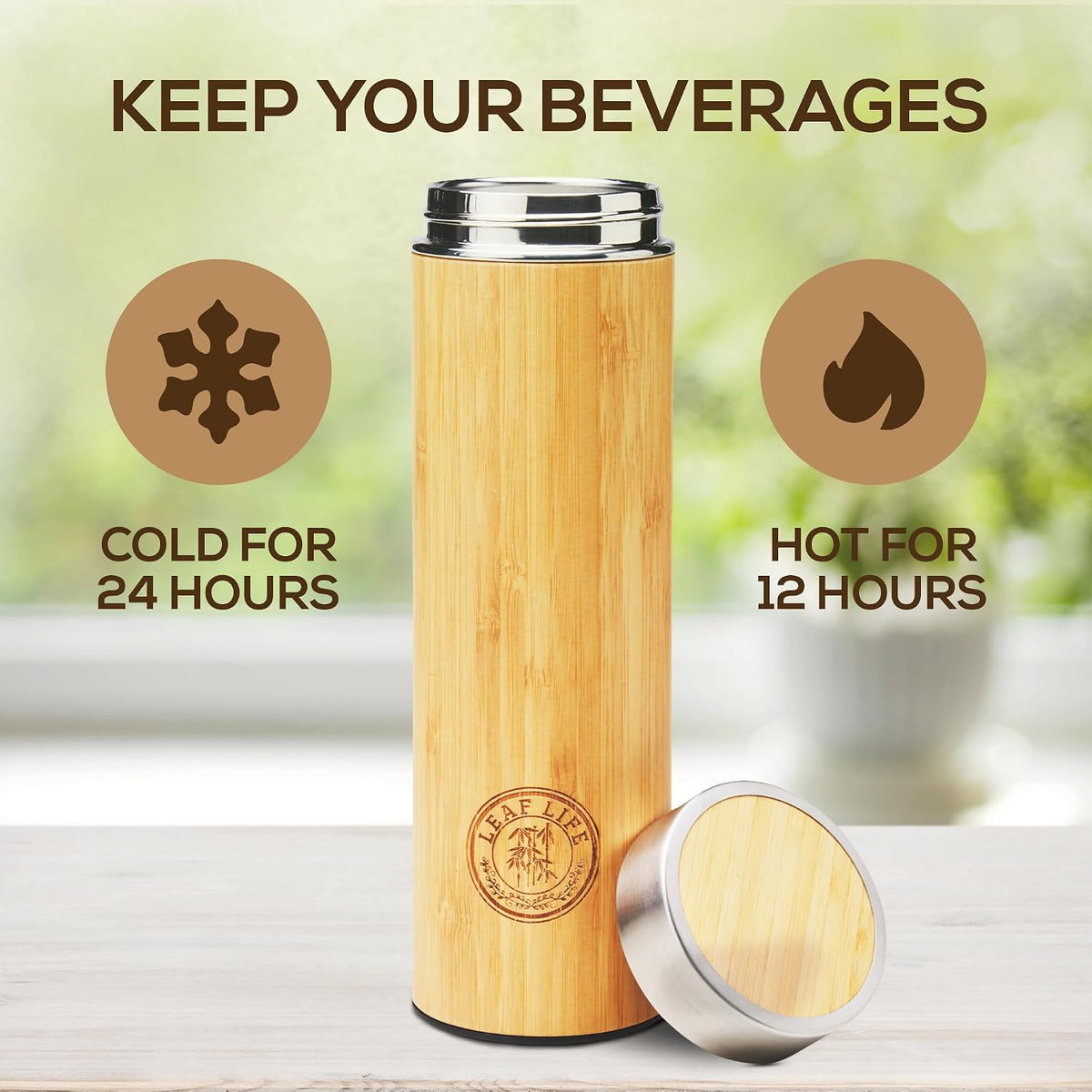 Premium Bamboo Tea Tumbler with Infuser for Loose Leaf Tea