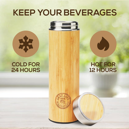 Premium Bamboo Tea Tumbler with Infuser for Loose Leaf Tea