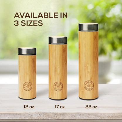 Premium Bamboo Tea Tumbler with Infuser for Loose Leaf Tea