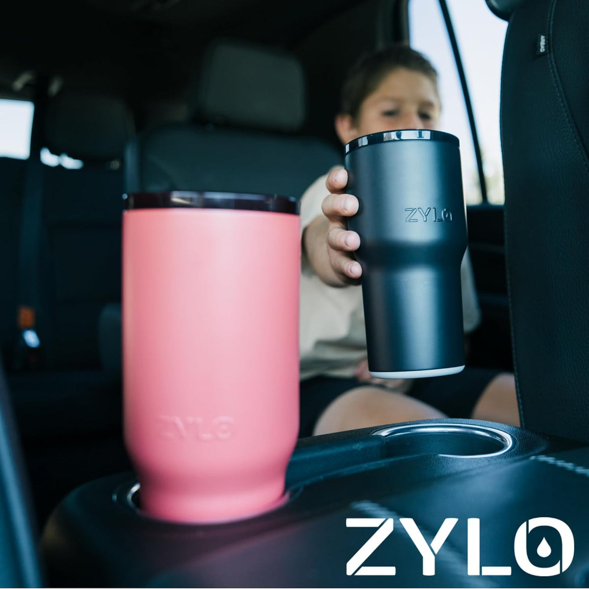 16oz Stainless Steel Tumbler Water Bottle - Spill-Proof Screw-On Lid, Insulated, Straw Compatible, BPA-Free - 12hr Hot/24hr Cold, Fits Cup Holders - Jet Black