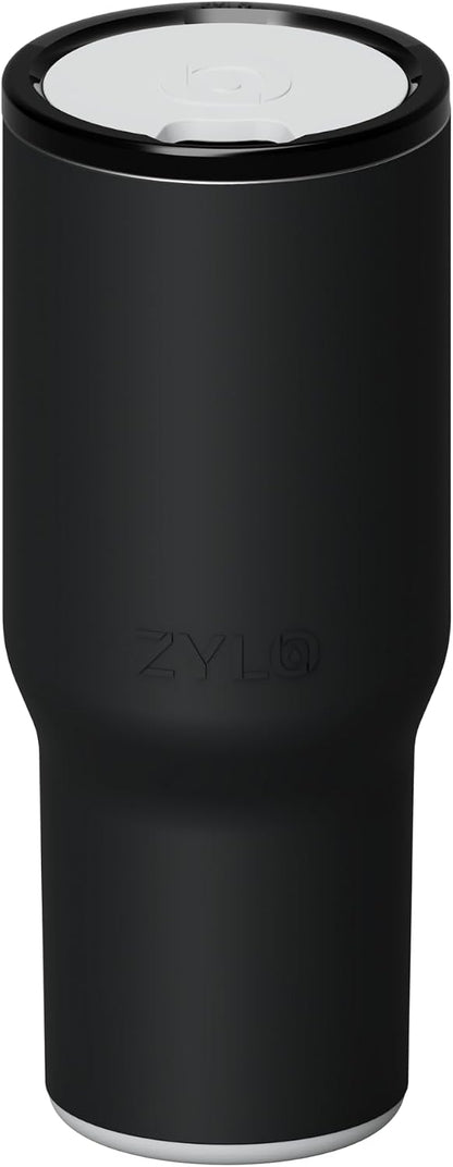 16oz Stainless Steel Tumbler Water Bottle - Spill-Proof Screw-On Lid, Insulated, Straw Compatible, BPA-Free - 12hr Hot/24hr Cold, Fits Cup Holders - Jet Black