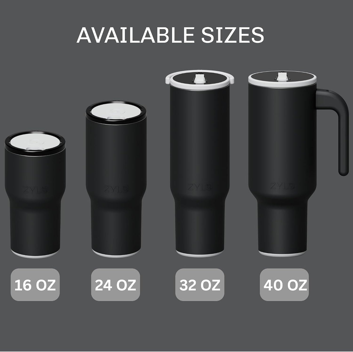 16oz Stainless Steel Tumbler Water Bottle - Spill-Proof Screw-On Lid, Insulated, Straw Compatible, BPA-Free - 12hr Hot/24hr Cold, Fits Cup Holders - Jet Black