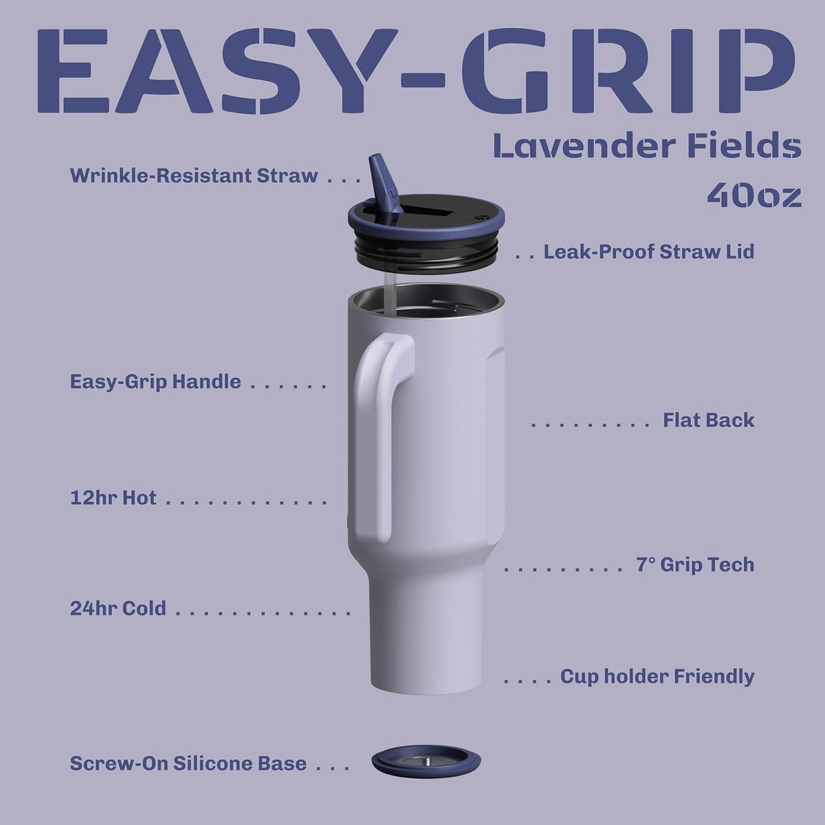16oz Stainless Steel Tumbler Water Bottle - Spill-Proof Screw-On Lid, Insulated, Straw Compatible, BPA-Free - 12hr Hot/24hr Cold, Fits Cup Holders - Jet Black