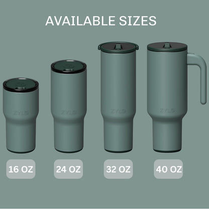 16oz Stainless Steel Tumbler Water Bottle - Spill-Proof Screw-On Lid, Insulated, Straw Compatible, BPA-Free - 12hr Hot/24hr Cold, Fits Cup Holders - Jet Black