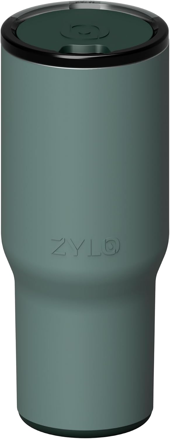 16oz Stainless Steel Tumbler Water Bottle - Spill-Proof Screw-On Lid, Insulated, Straw Compatible, BPA-Free - 12hr Hot/24hr Cold, Fits Cup Holders - Jet Black