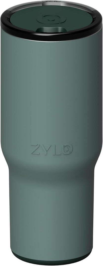 16oz Stainless Steel Tumbler Water Bottle - Spill-Proof Screw-On Lid, Insulated, Straw Compatible, BPA-Free - 12hr Hot/24hr Cold, Fits Cup Holders - Jet Black