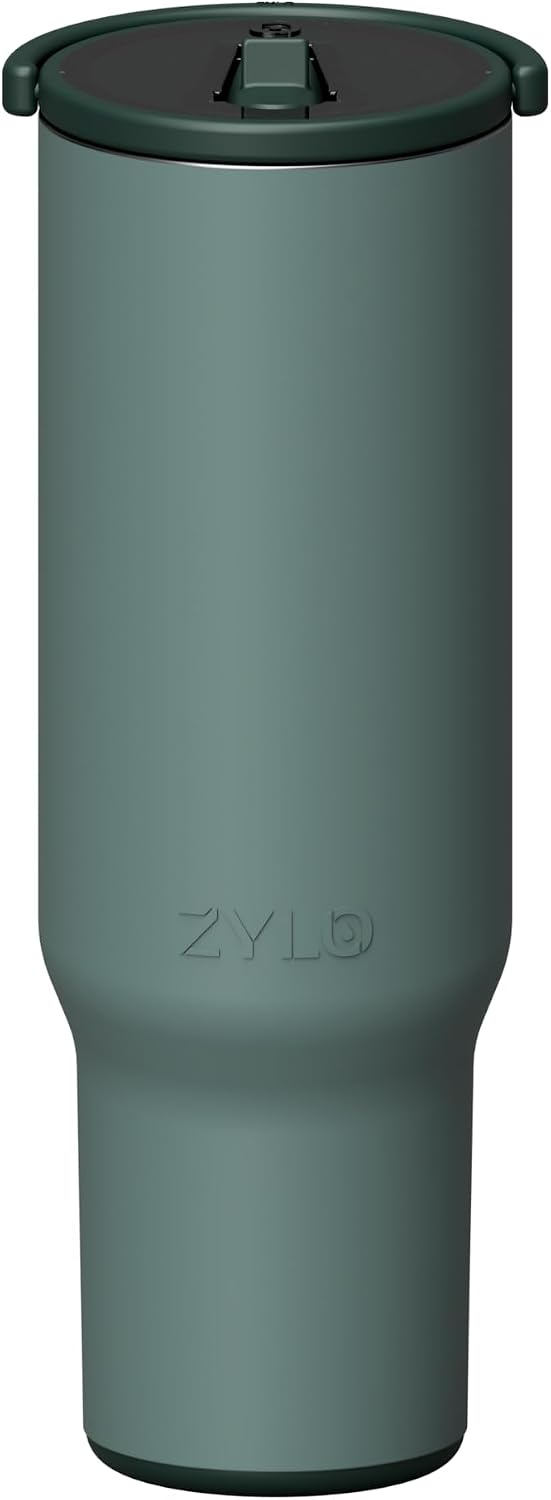 16oz Stainless Steel Tumbler Water Bottle - Spill-Proof Screw-On Lid, Insulated, Straw Compatible, BPA-Free - 12hr Hot/24hr Cold, Fits Cup Holders - Jet Black