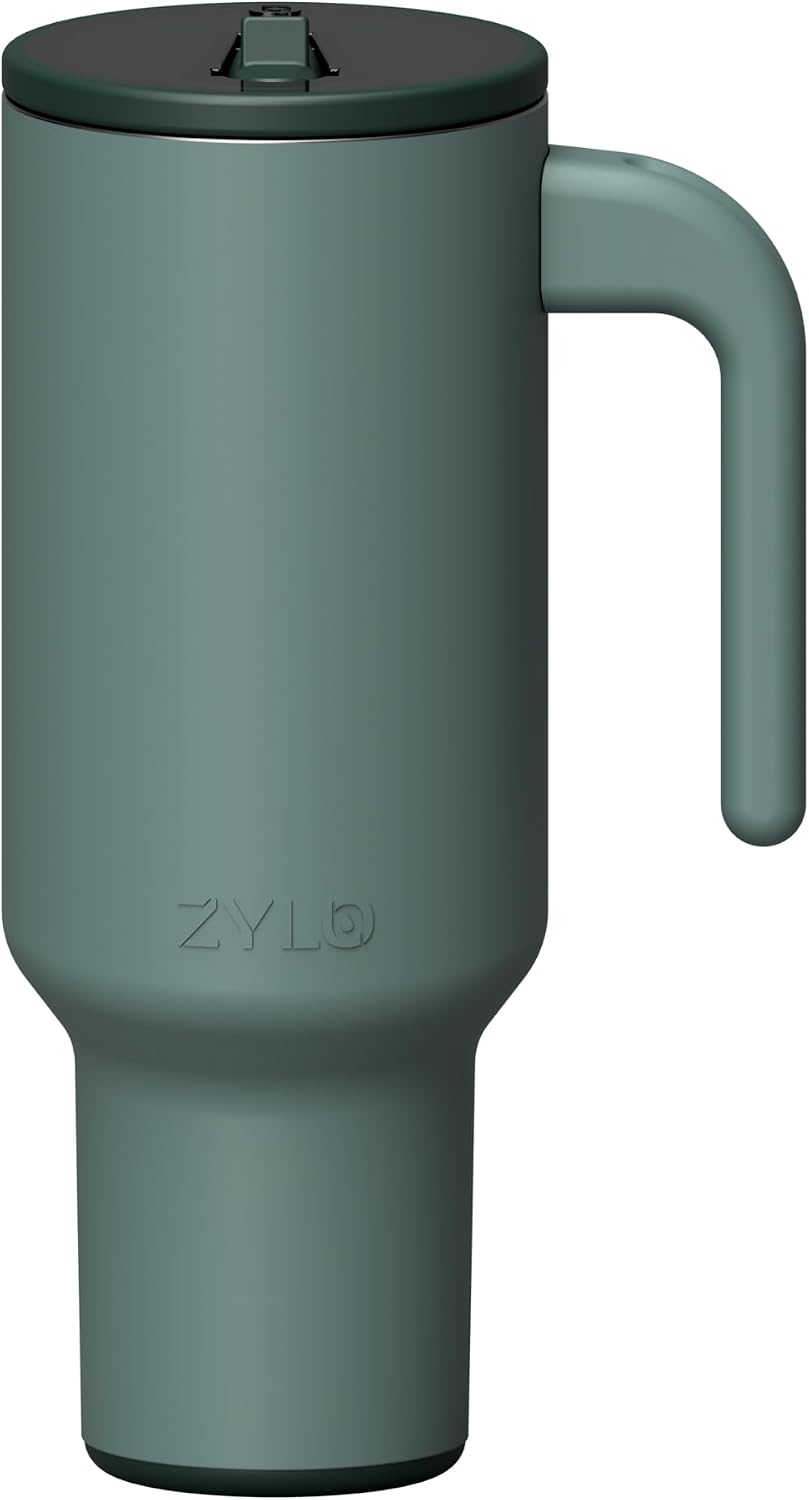 16oz Stainless Steel Tumbler Water Bottle - Spill-Proof Screw-On Lid, Insulated, Straw Compatible, BPA-Free - 12hr Hot/24hr Cold, Fits Cup Holders - Jet Black