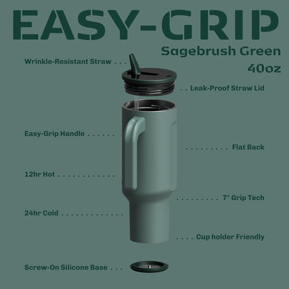 16oz Stainless Steel Tumbler Water Bottle - Spill-Proof Screw-On Lid, Insulated, Straw Compatible, BPA-Free - 12hr Hot/24hr Cold, Fits Cup Holders - Jet Black