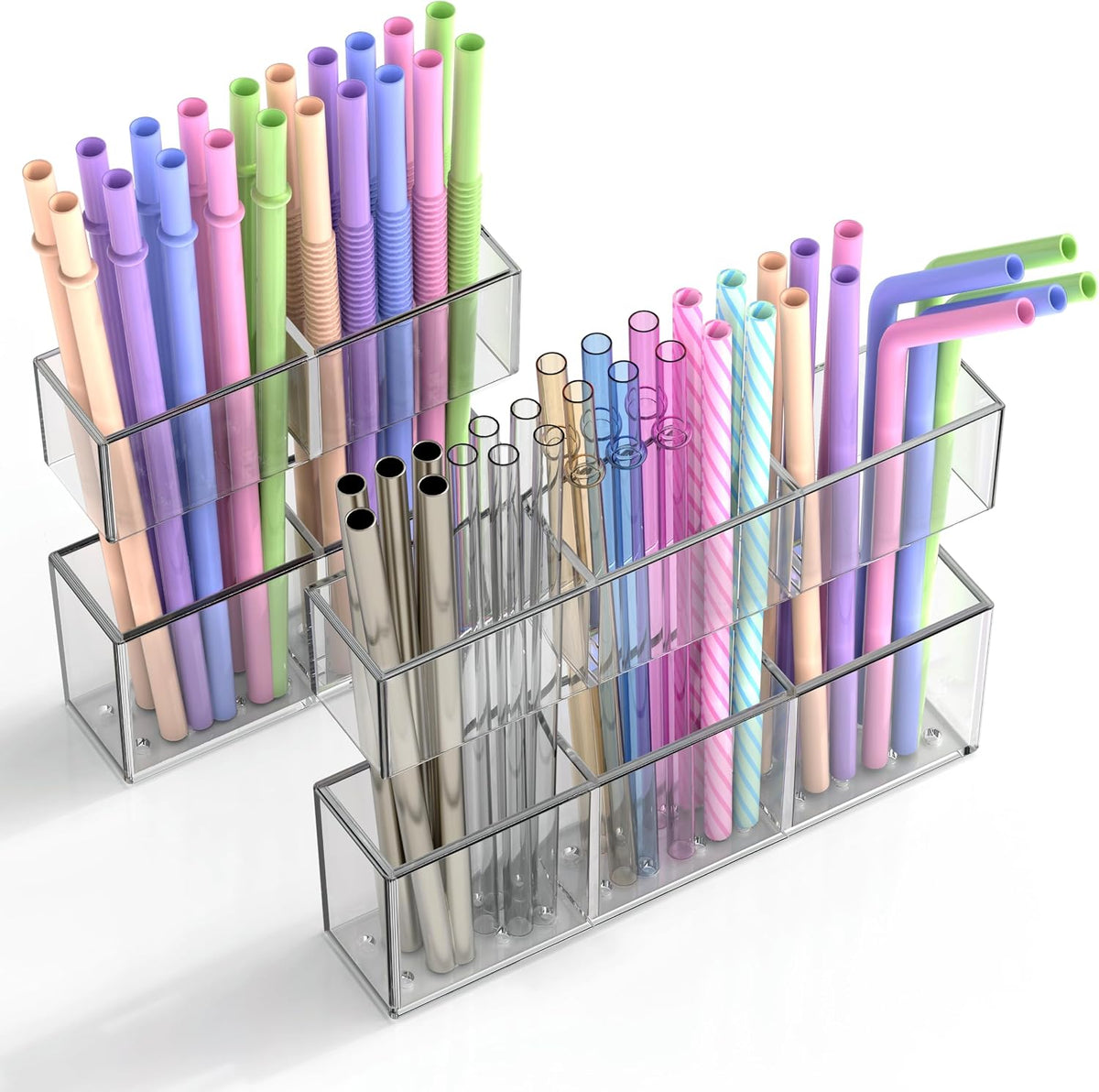 9.5” Large Acrylic Straw Holder for Cabinet Door, Transparent