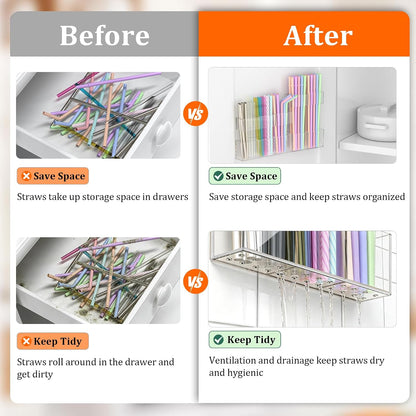 9.5” Large Acrylic Straw Holder for Cabinet Door, Transparent