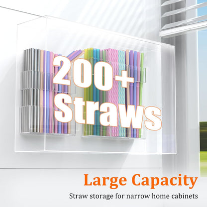 9.5” Large Acrylic Straw Holder for Cabinet Door, Transparent