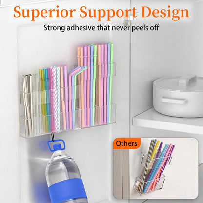 9.5” Large Acrylic Straw Holder for Cabinet Door, Transparent