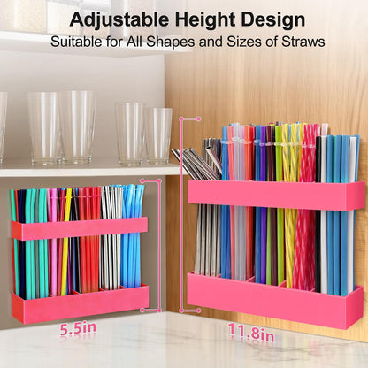9.5” Large Acrylic Straw Holder for Cabinet Door, Transparent