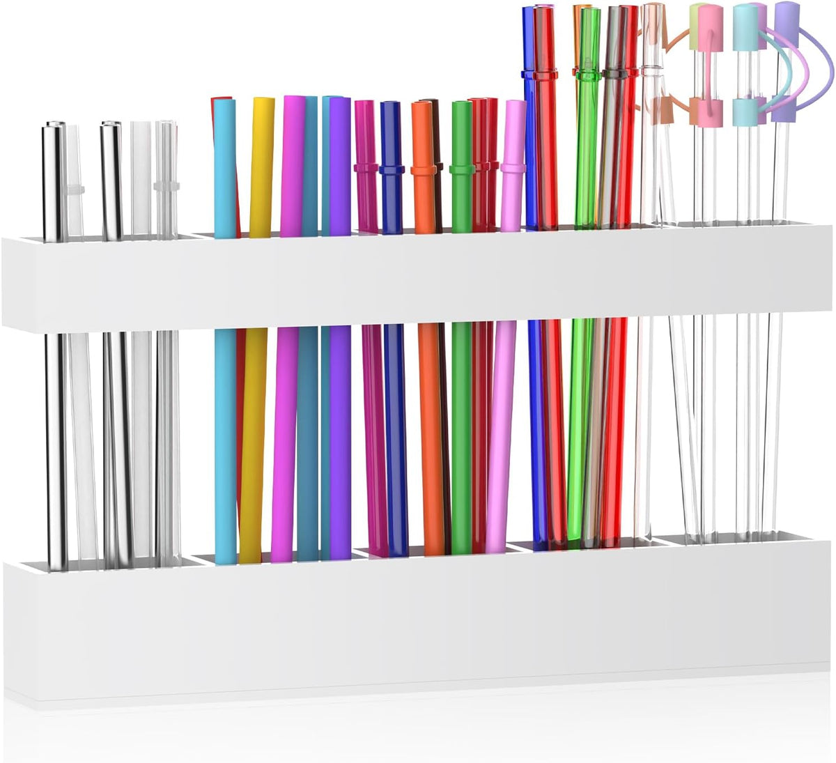 9.5” Large Acrylic Straw Holder for Cabinet Door, Transparent