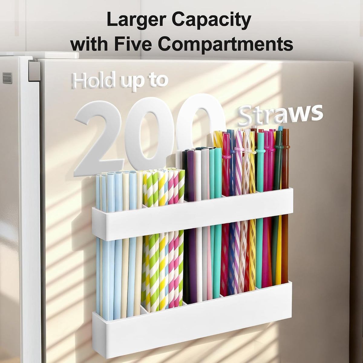 9.5” Large Acrylic Straw Holder for Cabinet Door, Transparent