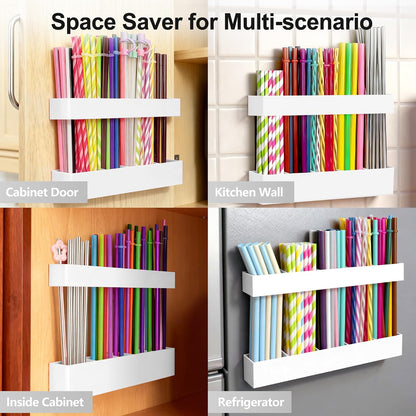 9.5” Large Acrylic Straw Holder for Cabinet Door, Transparent