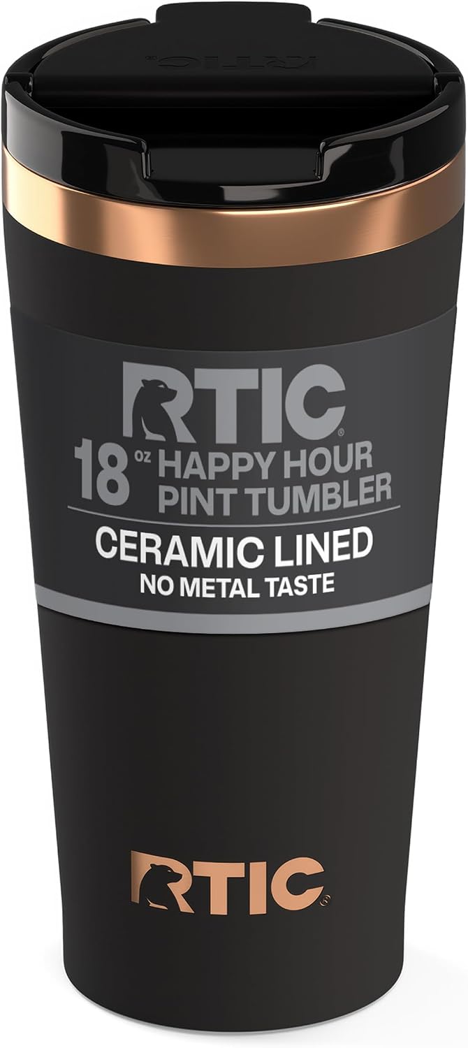 18oz Pint Tumbler with Lid, Ceramic Lined, Black Cherry