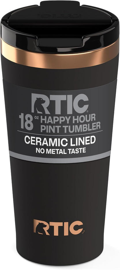 18oz Pint Tumbler with Lid, Ceramic Lined, Black Cherry