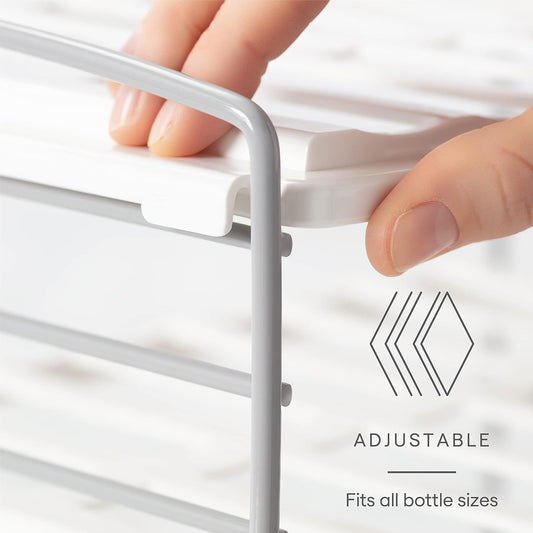 UpSpace Water Bottle and Travel Mug Cabinet Organizer, Adjustable Storage Rack for Kitchen Organization, 3-Shelf