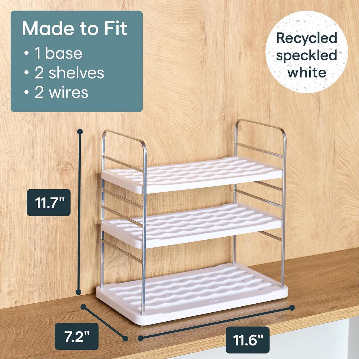 UpSpace Water Bottle and Travel Mug Cabinet Organizer, Adjustable Storage Rack for Kitchen Organization, 3-Shelf